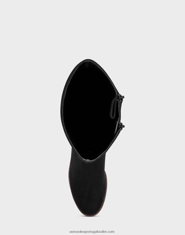 mulheres bota alta camurça sintética preta Aerosoles 0LRLL120