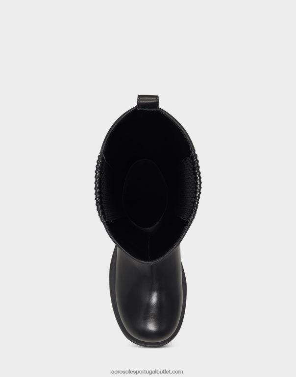 mulheres bota alta couro preto Aerosoles 0LRLL35