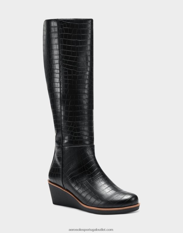 mulheres bota alta preta croco Aerosoles 0LRLL118