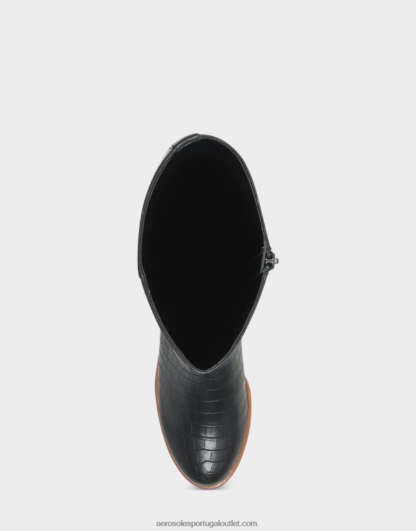 mulheres bota alta preta croco Aerosoles 0LRLL118