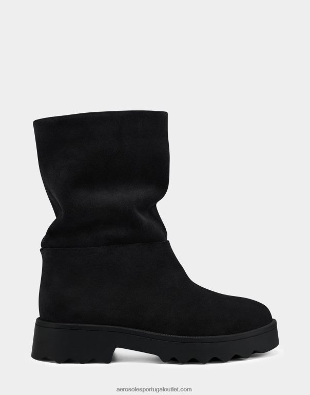 mulheres bota cano médio camurça preta Aerosoles 0LRLL2