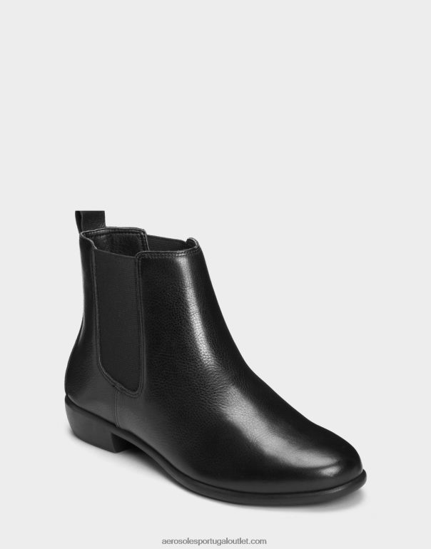 mulheres bota preta de couro Aerosoles 0LRLL106
