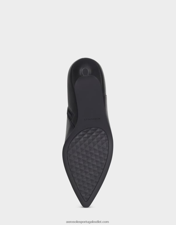 mulheres bota preta de couro Aerosoles 0LRLL108