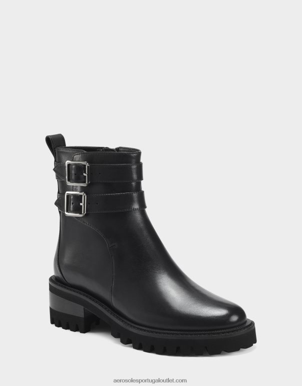 mulheres bota preta de couro Aerosoles 0LRLL30