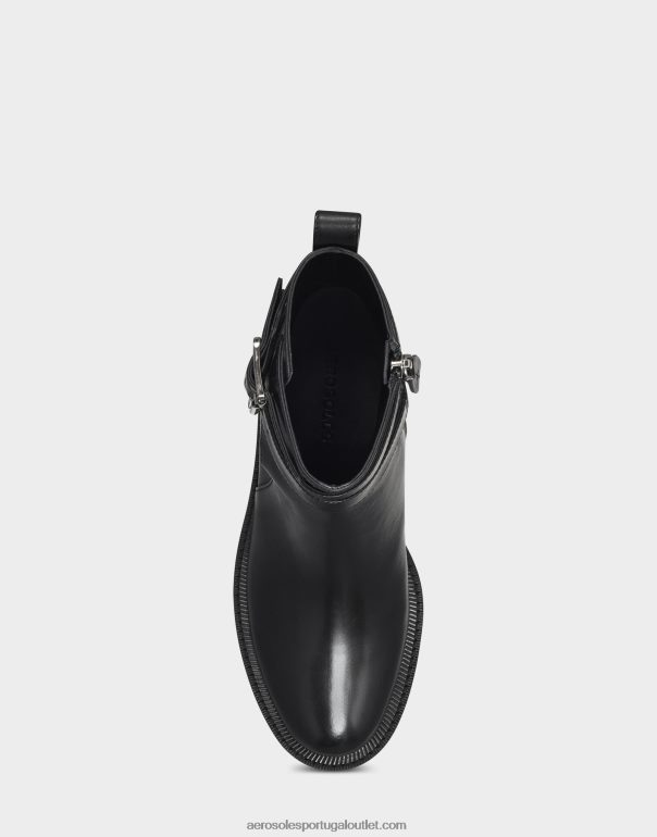 mulheres bota preta de couro Aerosoles 0LRLL30