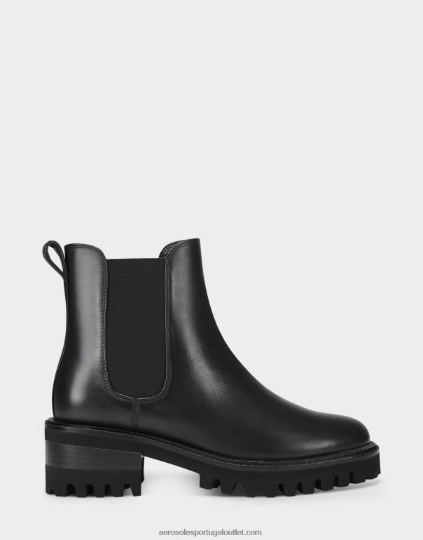 mulheres bota preta de couro Aerosoles 0LRLL38