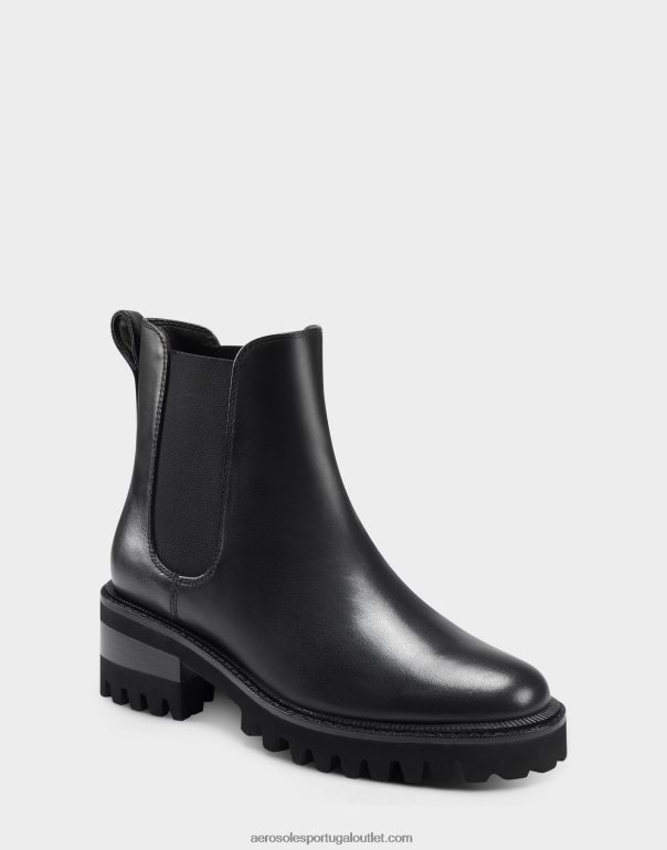 mulheres bota preta de couro Aerosoles 0LRLL38