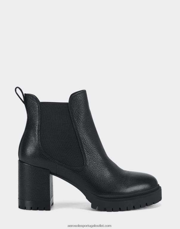 mulheres bota preta de couro Aerosoles 0LRLL40
