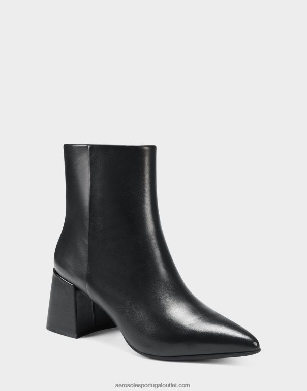 mulheres bota preta de couro Aerosoles 0LRLL50