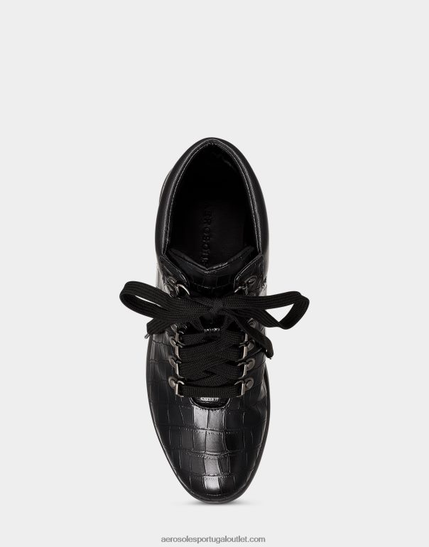 mulheres botim flat preto croco Aerosoles 0LRLL88