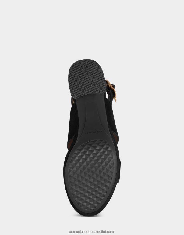mulheres sandália camurça preta Aerosoles 0LRLL351