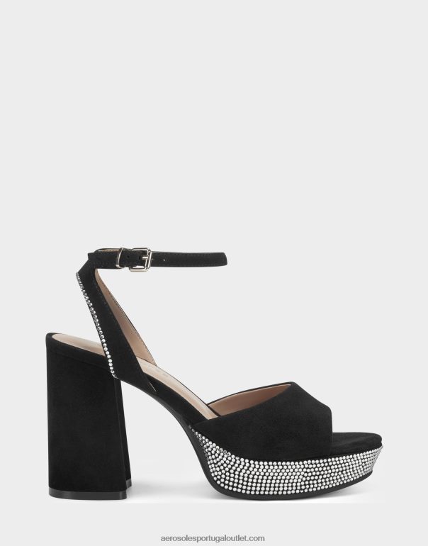 mulheres sandália camurça preta Aerosoles 0LRLL370