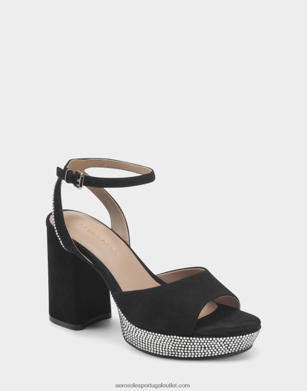 mulheres sandália camurça preta Aerosoles 0LRLL370