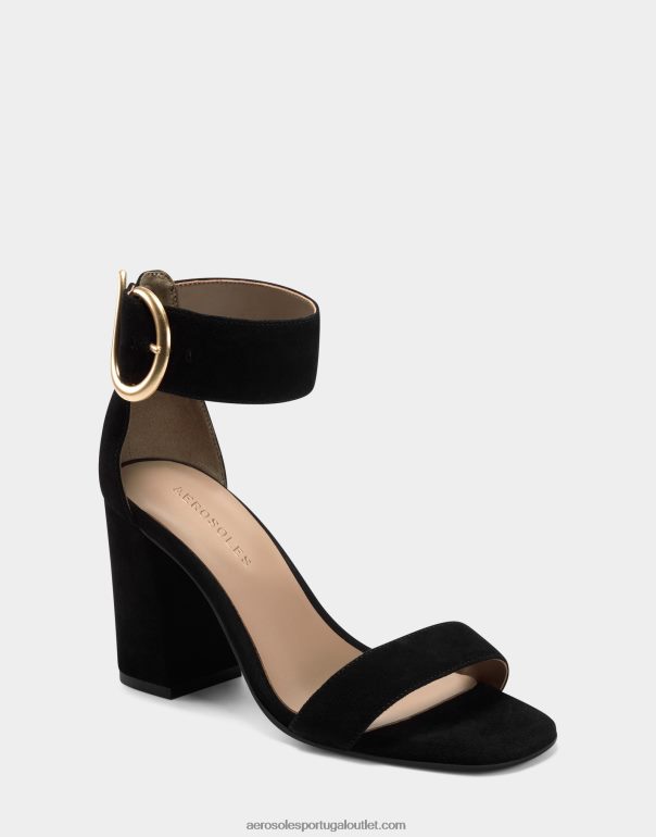 mulheres sandália camurça preta Aerosoles 0LRLL438