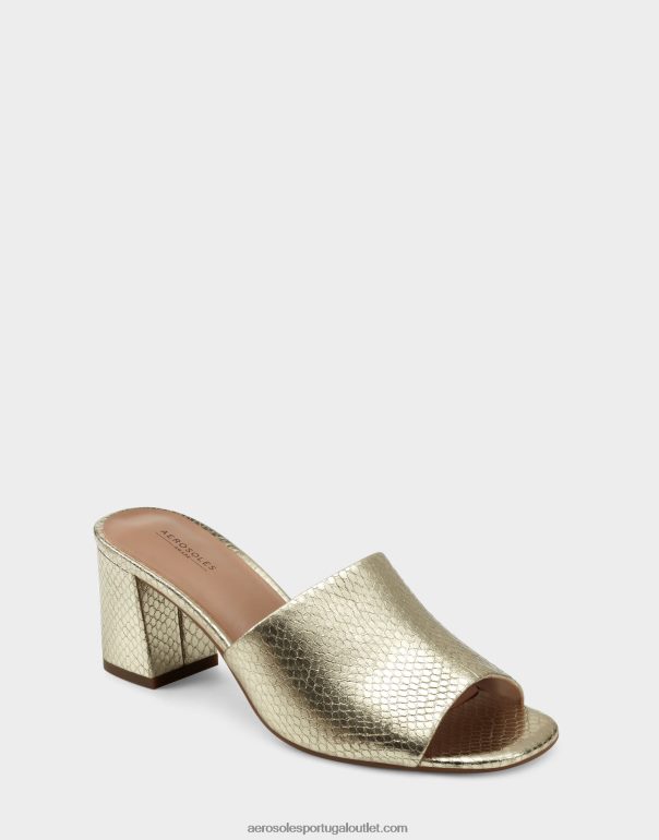 mulheres sandália cobra dourada couro sintético Aerosoles 0LRLL425