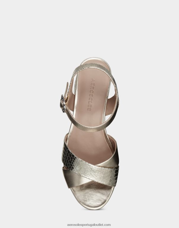 mulheres sandália couro macio dourado Aerosoles 0LRLL339