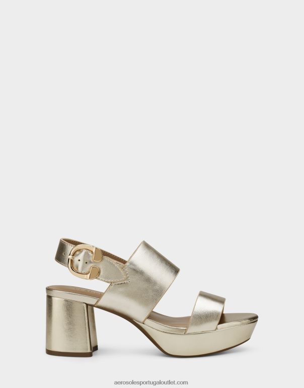 mulheres sandália dourada couro metalizado Aerosoles 0LRLL349