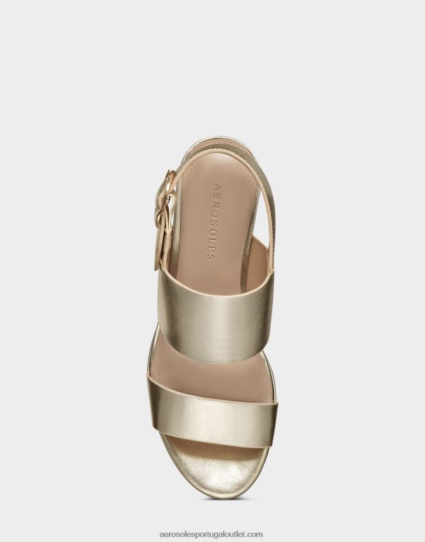 mulheres sandália dourada couro metalizado Aerosoles 0LRLL349
