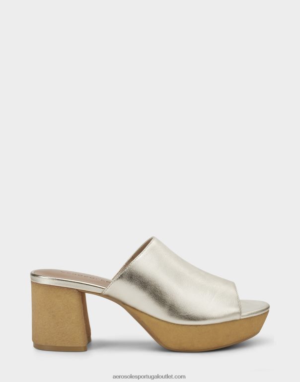 mulheres sandália dourada couro metalizado Aerosoles 0LRLL382