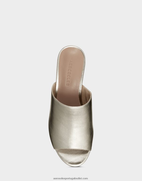 mulheres sandália dourada couro metalizado Aerosoles 0LRLL382