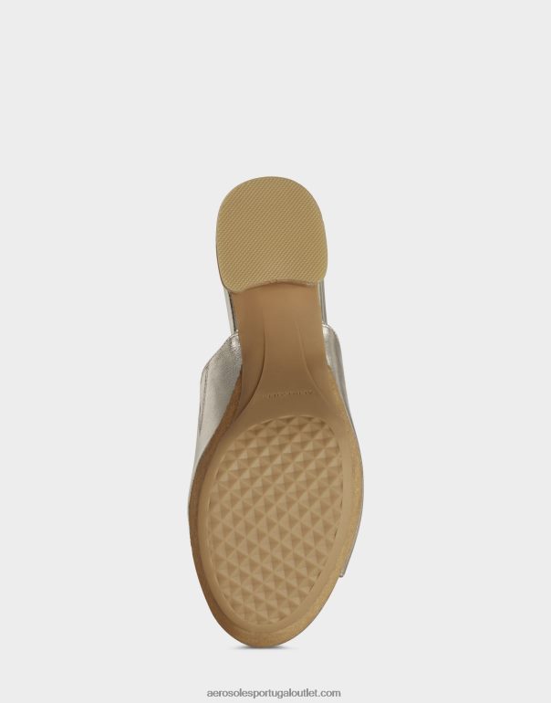 mulheres sandália dourada couro metalizado Aerosoles 0LRLL382