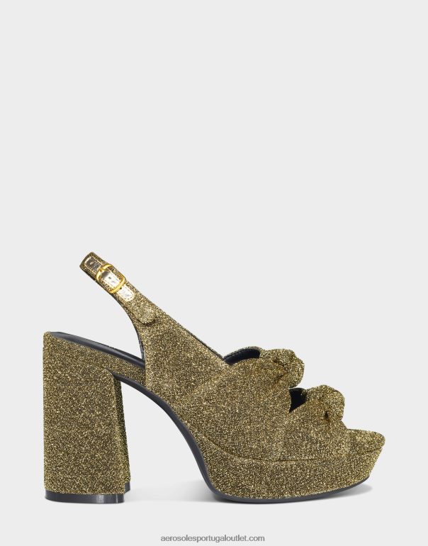 mulheres sandália ouro tecido metálico Aerosoles 0LRLL375