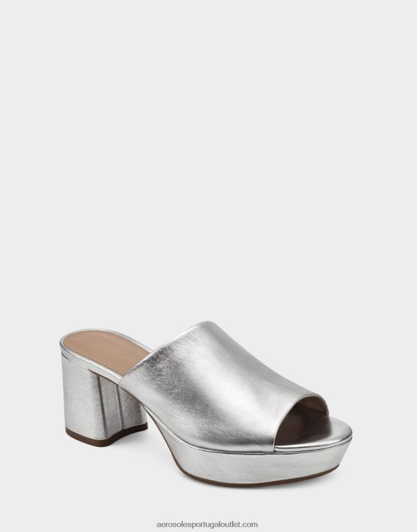 mulheres sandália prata metalizada couro Aerosoles 0LRLL390