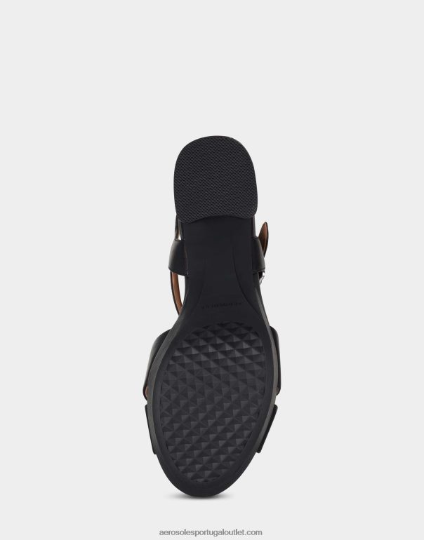 mulheres sandália preta couro Aerosoles 0LRLL338