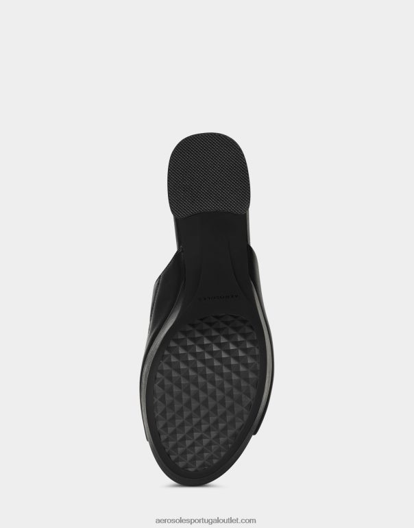 mulheres sandália preta couro Aerosoles 0LRLL393