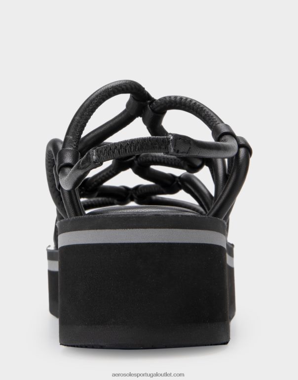 mulheres sandália preta couro Aerosoles 0LRLL398