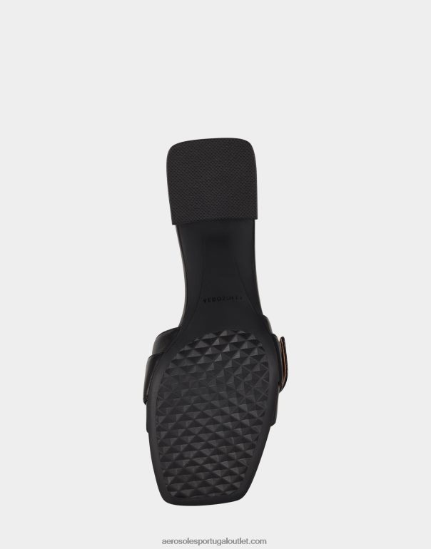 mulheres sandália preta couro Aerosoles 0LRLL434