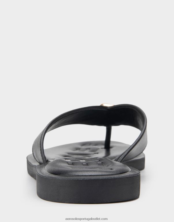 mulheres sandália preta couro legítimo Aerosoles 0LRLL450