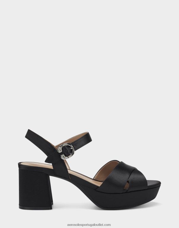 mulheres sandália preta de cetim Aerosoles 0LRLL342