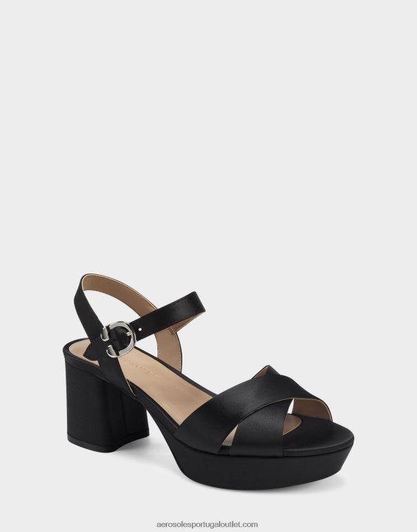 mulheres sandália preta de cetim Aerosoles 0LRLL342