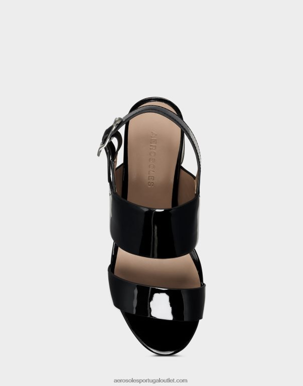 mulheres sandália preta patente Aerosoles 0LRLL350