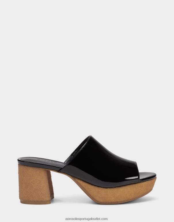 mulheres sandália preta patente Aerosoles 0LRLL383