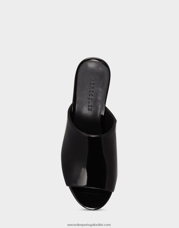 mulheres sandália preta patente Aerosoles 0LRLL383