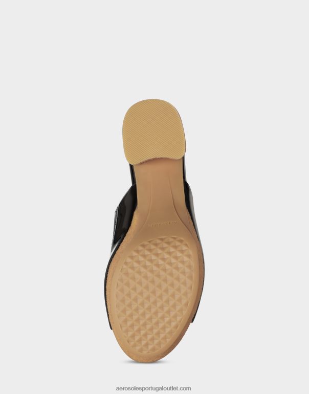 mulheres sandália preta patente Aerosoles 0LRLL383