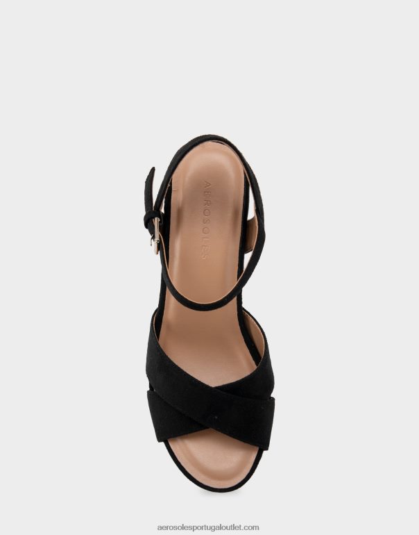 mulheres camurça falsa preta cunha Aerosoles 0LRLL320