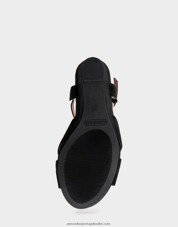 mulheres camurça falsa preta cunha Aerosoles 0LRLL320