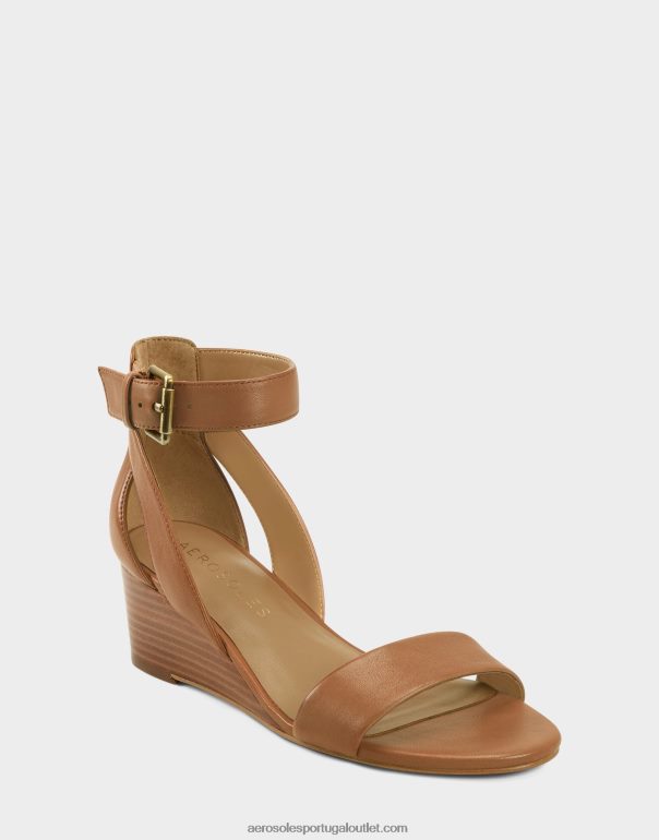 mulheres sandália cunha couro bege Aerosoles 0LRLL332