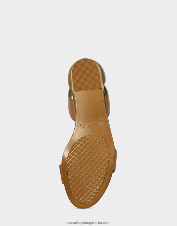 mulheres sandália cunha couro bege Aerosoles 0LRLL332