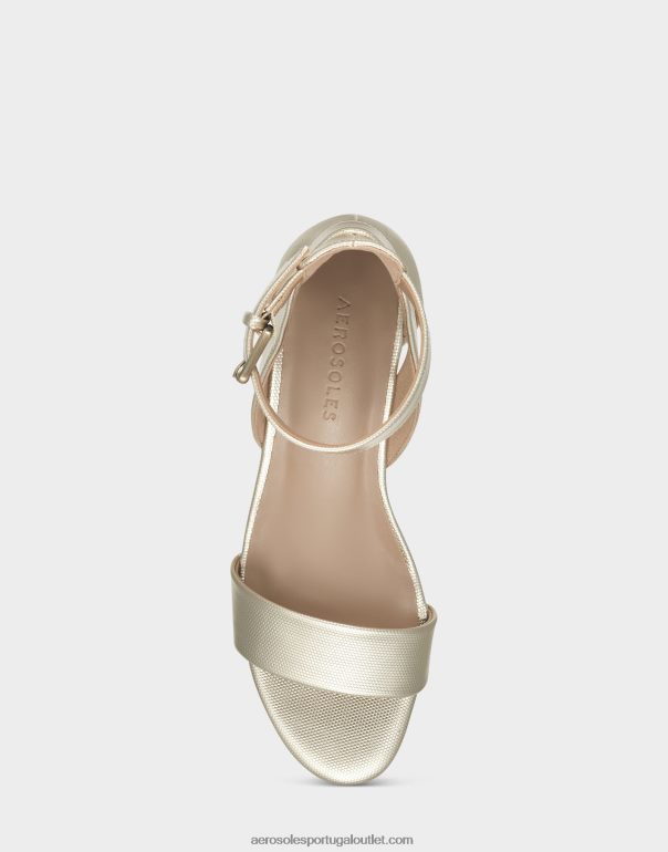 mulheres sandália cunha dourada metálica Aerosoles 0LRLL333
