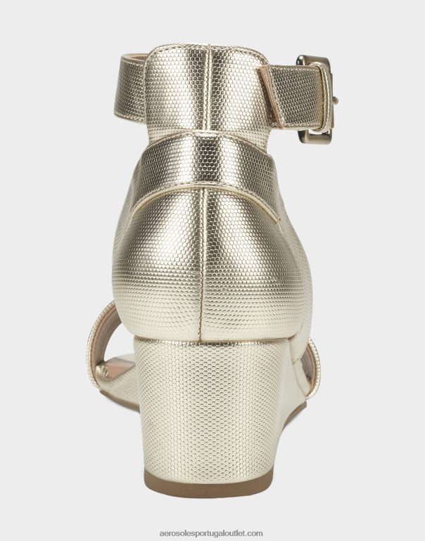 mulheres sandália cunha dourada metálica Aerosoles 0LRLL333