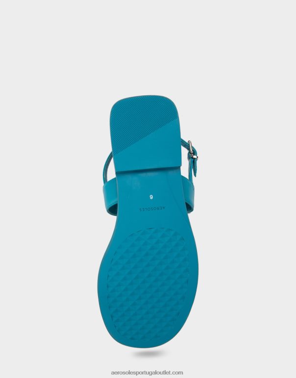 mulheres sandália plana couro azul Aerosoles 0LRLL455