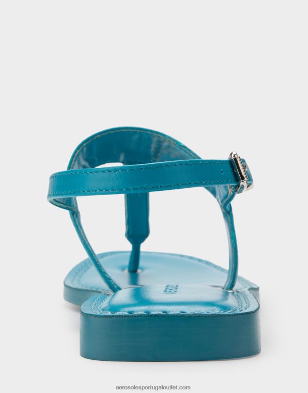 mulheres sandália plana couro azul Aerosoles 0LRLL455