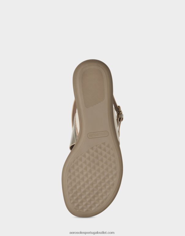 mulheres sandália plana couro falso dourado macio Aerosoles 0LRLL461