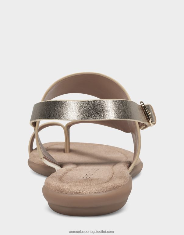 mulheres sandália plana couro falso dourado macio Aerosoles 0LRLL461