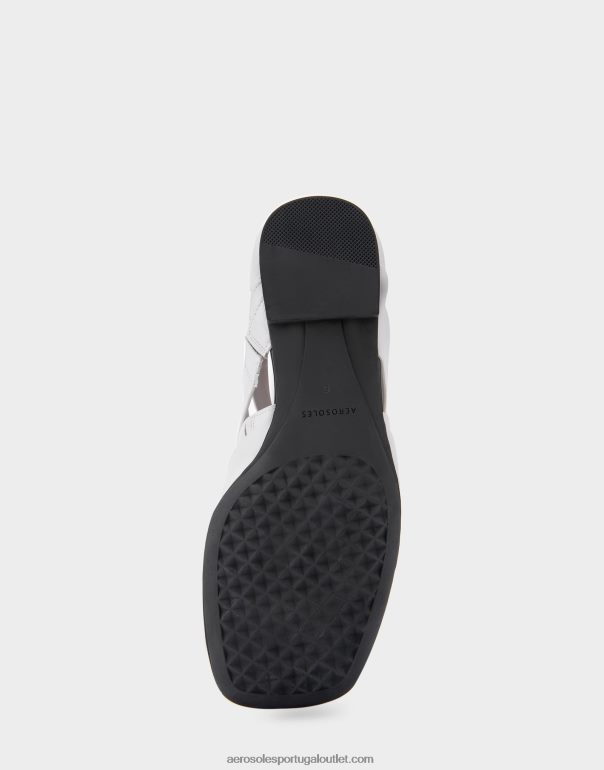 mulheres sandália plana de couro branco Aerosoles 0LRLL411