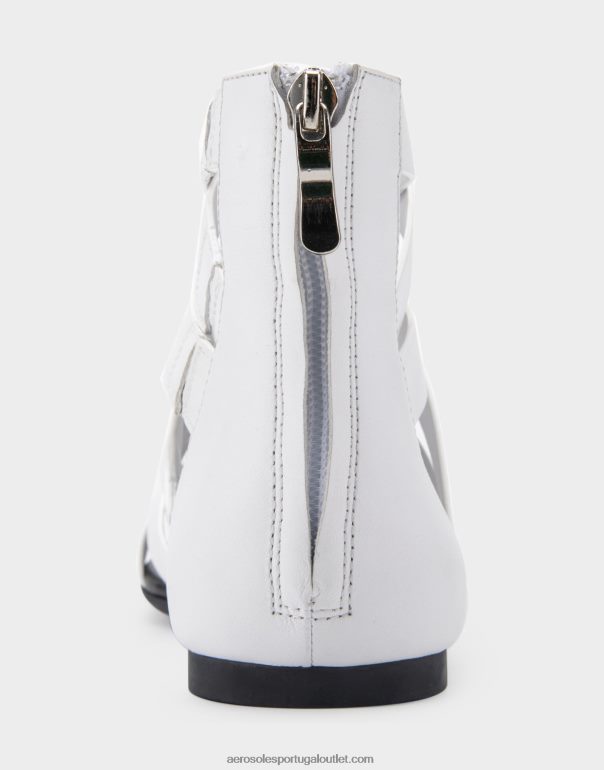 mulheres sandália plana de couro branco Aerosoles 0LRLL411